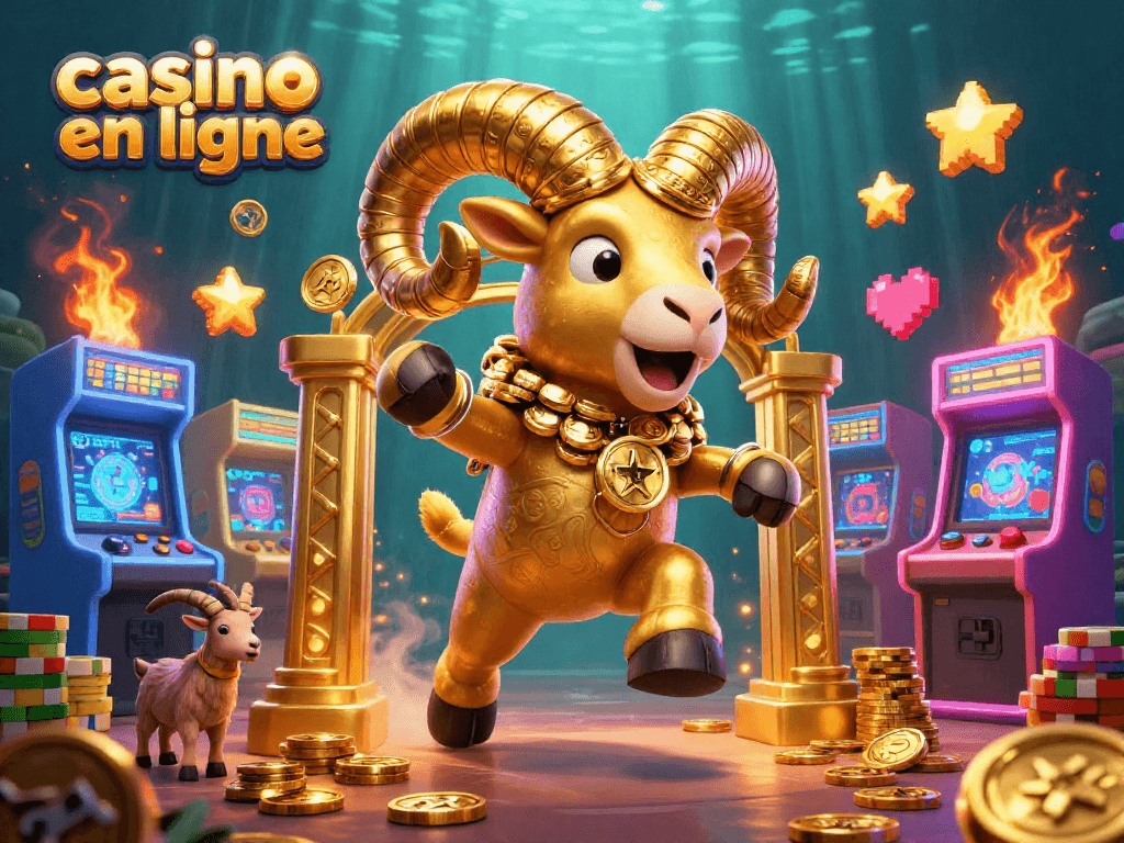 Des jeux captivants au casino en ligne avec un bélier en or en pleine charge.